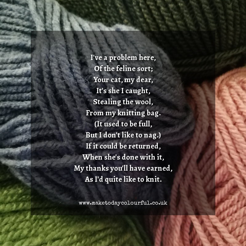 Poem on photo of balls of yarn.